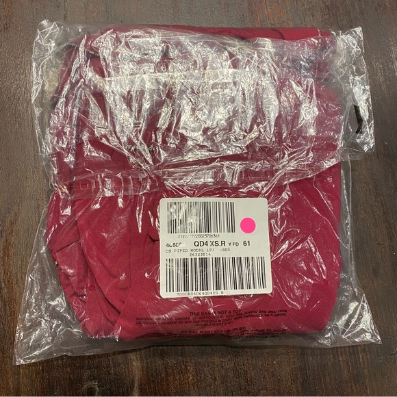 VS XS Regular 30" Inseam Modal PJ Set Red with Leopard Piping NWT - Picture 16 of 16